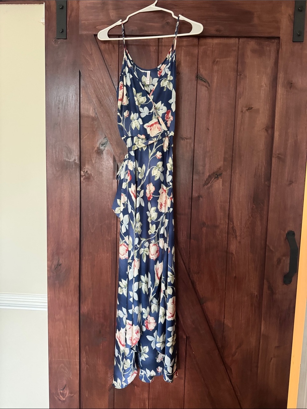 Xhilaration Navy Floral Maxi Dress with Pink and Green Accents